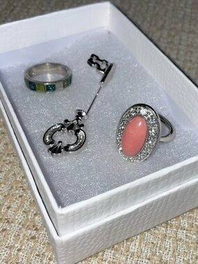 AVON Vintage Silver Rings and Key Pin Bundle